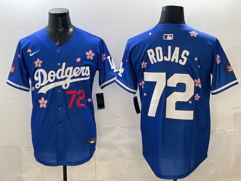 Men Los Angeles Dodgers #72 Rojas Blue Sakura Edition 2025 Nike MLB Jersey style 05
